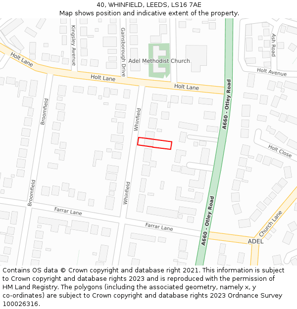 40, WHINFIELD, LEEDS, LS16 7AE: Location map and indicative extent of plot