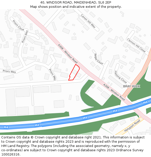 40, WINDSOR ROAD, MAIDENHEAD, SL6 2EP: Location map and indicative extent of plot