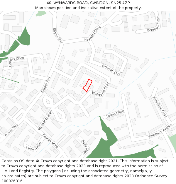 40, WYNWARDS ROAD, SWINDON, SN25 4ZP: Location map and indicative extent of plot