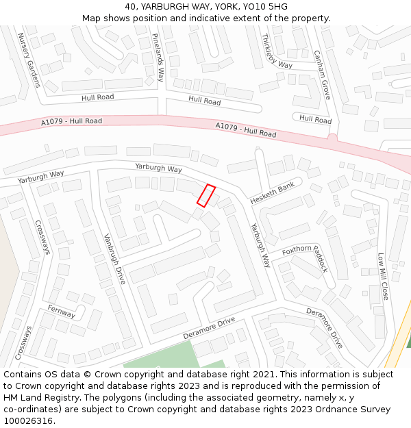 40, YARBURGH WAY, YORK, YO10 5HG: Location map and indicative extent of plot