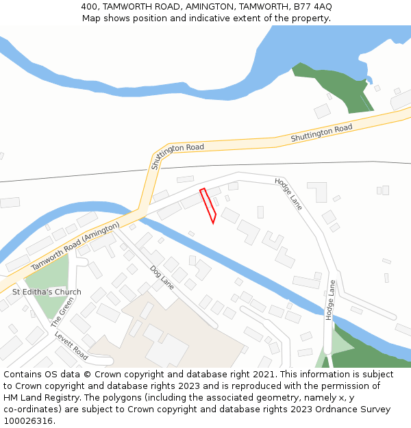 400, TAMWORTH ROAD, AMINGTON, TAMWORTH, B77 4AQ: Location map and indicative extent of plot