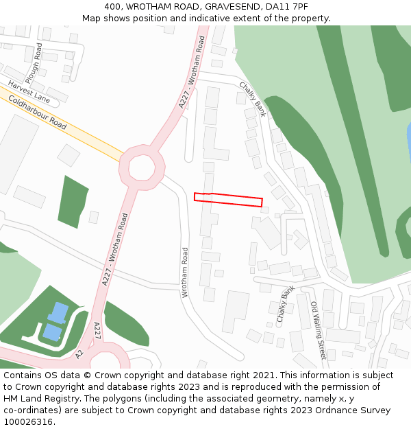400, WROTHAM ROAD, GRAVESEND, DA11 7PF: Location map and indicative extent of plot