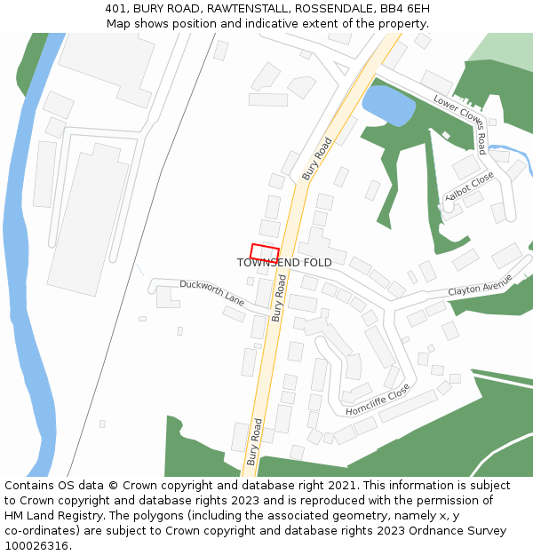 401, BURY ROAD, RAWTENSTALL, ROSSENDALE, BB4 6EH: Location map and indicative extent of plot