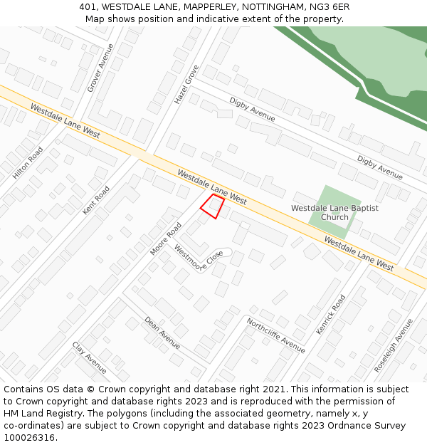 401, WESTDALE LANE, MAPPERLEY, NOTTINGHAM, NG3 6ER: Location map and indicative extent of plot