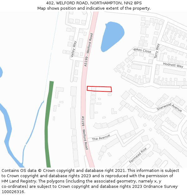 402, WELFORD ROAD, NORTHAMPTON, NN2 8PS: Location map and indicative extent of plot