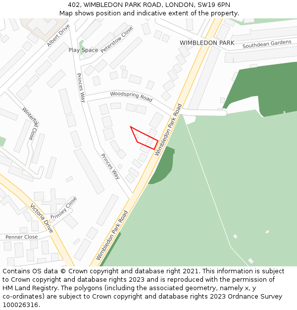 402, WIMBLEDON PARK ROAD, LONDON, SW19 6PN: Location map and indicative extent of plot