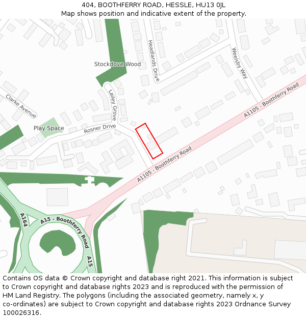 404, BOOTHFERRY ROAD, HESSLE, HU13 0JL: Location map and indicative extent of plot