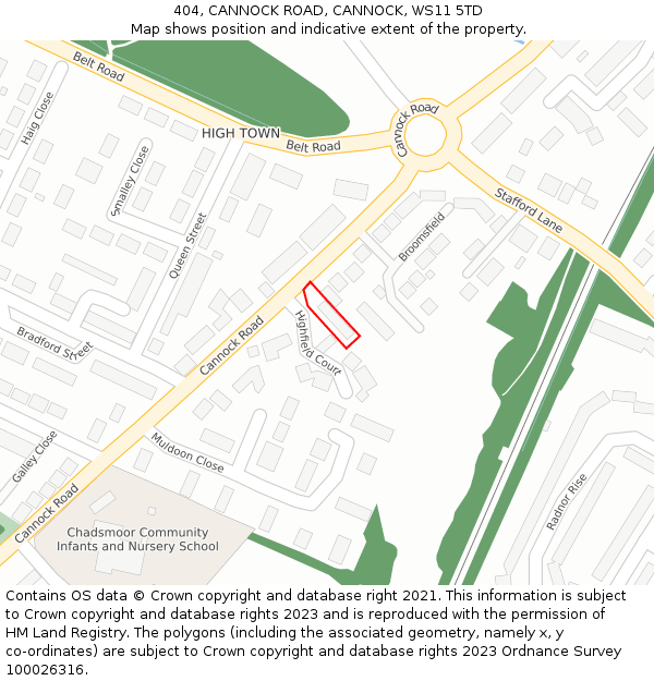 404, CANNOCK ROAD, CANNOCK, WS11 5TD: Location map and indicative extent of plot