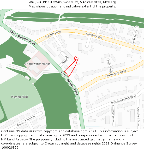 404, WALKDEN ROAD, WORSLEY, MANCHESTER, M28 2QJ: Location map and indicative extent of plot