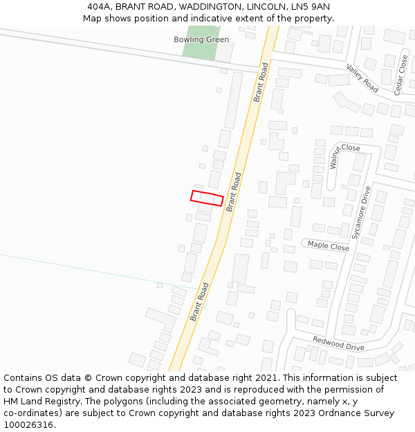 404A, BRANT ROAD, WADDINGTON, LINCOLN, LN5 9AN: Location map and indicative extent of plot