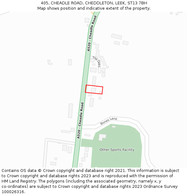 405, CHEADLE ROAD, CHEDDLETON, LEEK, ST13 7BH: Location map and indicative extent of plot
