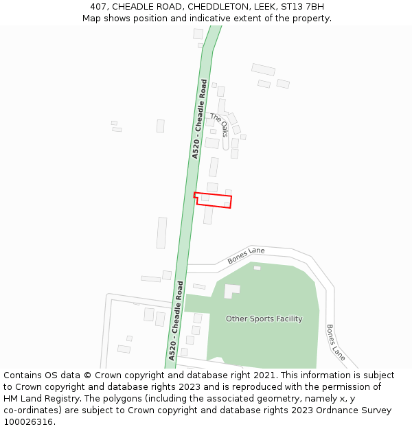 407, CHEADLE ROAD, CHEDDLETON, LEEK, ST13 7BH: Location map and indicative extent of plot