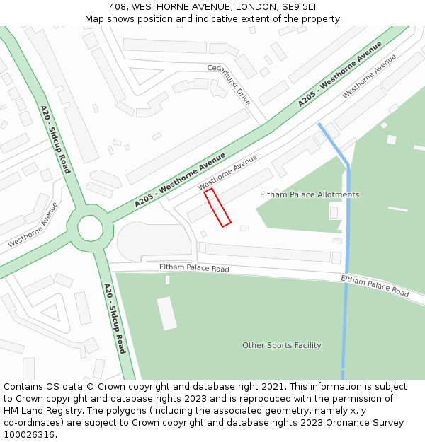 408, WESTHORNE AVENUE, LONDON, SE9 5LT: Location map and indicative extent of plot