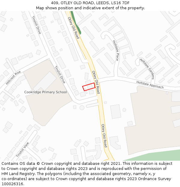 409, OTLEY OLD ROAD, LEEDS, LS16 7DF: Location map and indicative extent of plot