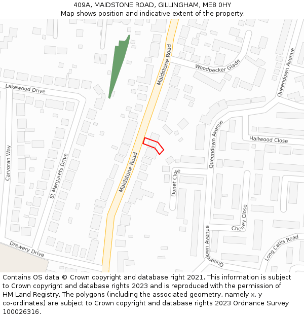 409A, MAIDSTONE ROAD, GILLINGHAM, ME8 0HY: Location map and indicative extent of plot