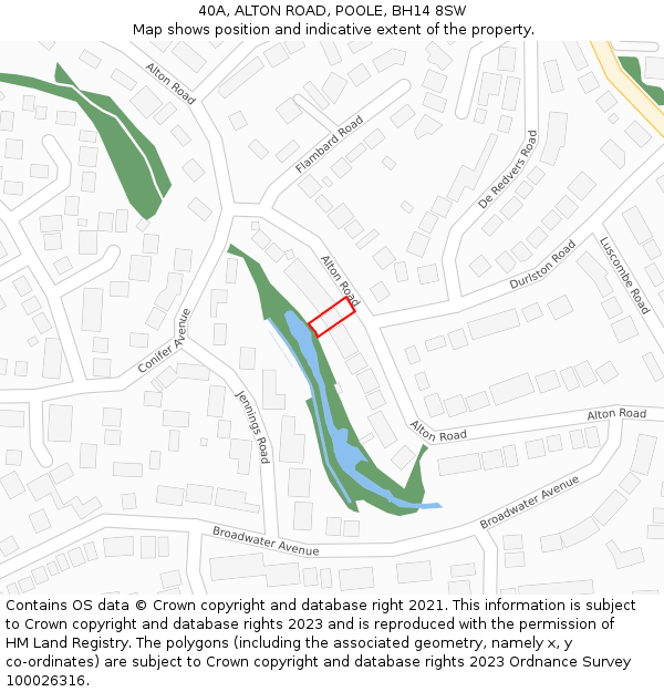 40A, ALTON ROAD, POOLE, BH14 8SW: Location map and indicative extent of plot