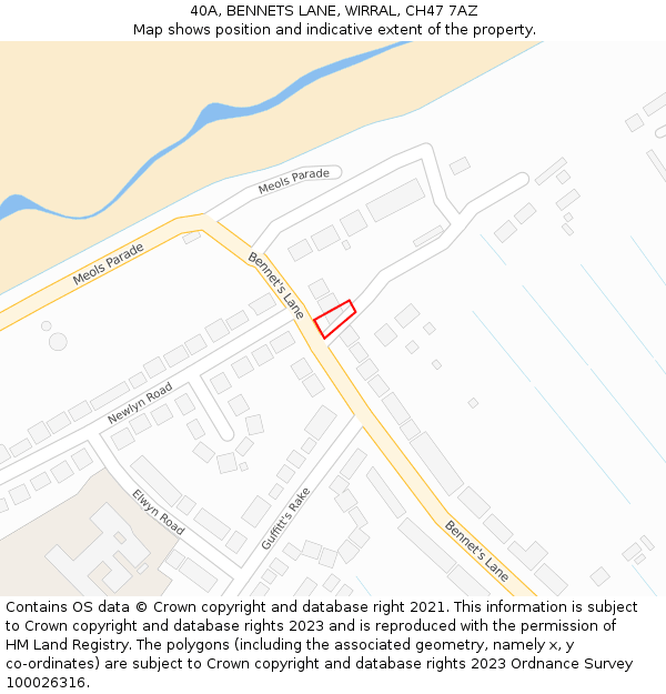 40A, BENNETS LANE, WIRRAL, CH47 7AZ: Location map and indicative extent of plot