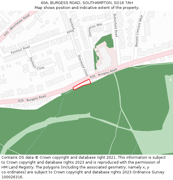 40A, BURGESS ROAD, SOUTHAMPTON, SO16 7AH: Location map and indicative extent of plot