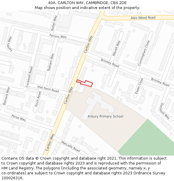 40A, CARLTON WAY, CAMBRIDGE, CB4 2DE: Location map and indicative extent of plot