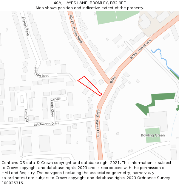 40A, HAYES LANE, BROMLEY, BR2 9EE: Location map and indicative extent of plot