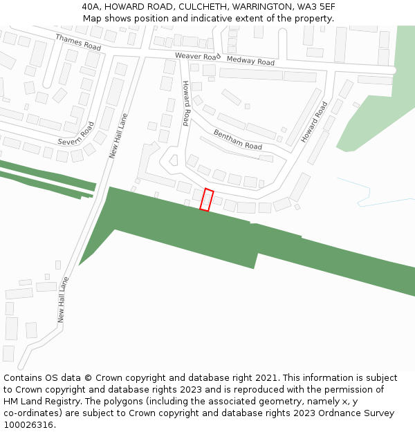 40A, HOWARD ROAD, CULCHETH, WARRINGTON, WA3 5EF: Location map and indicative extent of plot