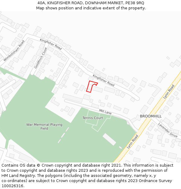 40A, KINGFISHER ROAD, DOWNHAM MARKET, PE38 9RQ: Location map and indicative extent of plot