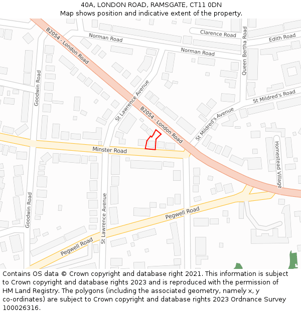 40A, LONDON ROAD, RAMSGATE, CT11 0DN: Location map and indicative extent of plot