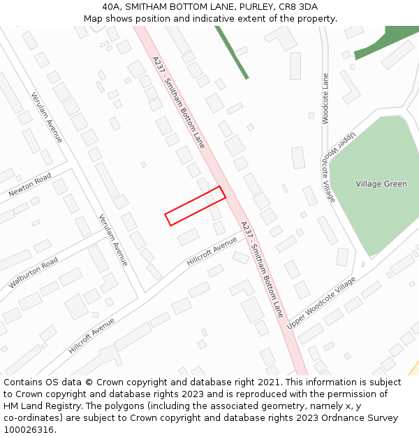 40A, SMITHAM BOTTOM LANE, PURLEY, CR8 3DA: Location map and indicative extent of plot