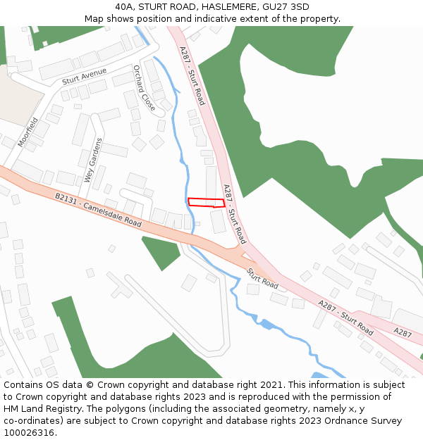 40A, STURT ROAD, HASLEMERE, GU27 3SD: Location map and indicative extent of plot