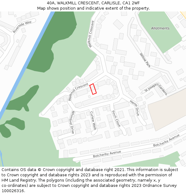 40A, WALKMILL CRESCENT, CARLISLE, CA1 2WF: Location map and indicative extent of plot