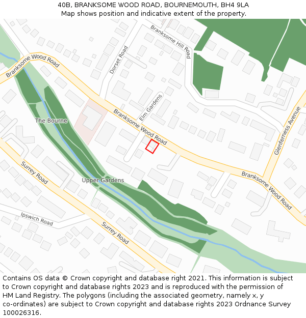 40B, BRANKSOME WOOD ROAD, BOURNEMOUTH, BH4 9LA: Location map and indicative extent of plot