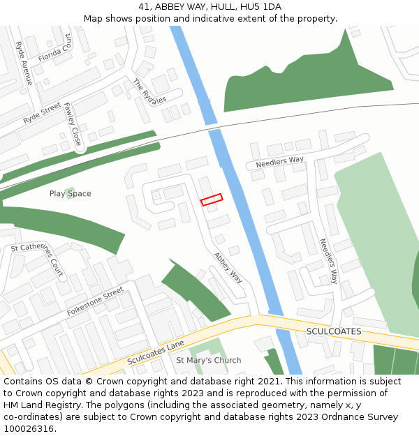 41, ABBEY WAY, HULL, HU5 1DA: Location map and indicative extent of plot