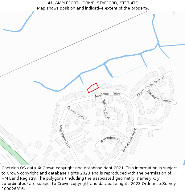 41, AMPLEFORTH DRIVE, STAFFORD, ST17 4TE: Location map and indicative extent of plot