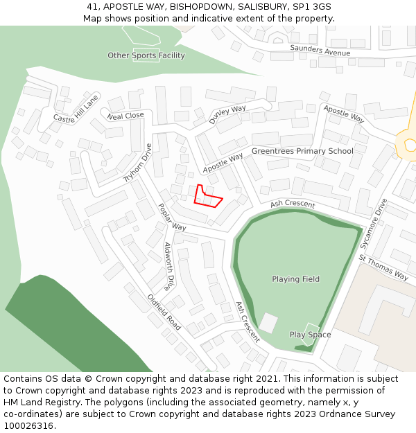 41, APOSTLE WAY, BISHOPDOWN, SALISBURY, SP1 3GS: Location map and indicative extent of plot
