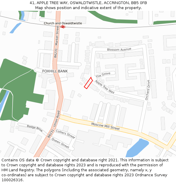 41, APPLE TREE WAY, OSWALDTWISTLE, ACCRINGTON, BB5 0FB: Location map and indicative extent of plot