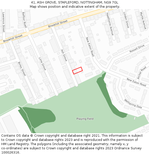 41, ASH GROVE, STAPLEFORD, NOTTINGHAM, NG9 7GL: Location map and indicative extent of plot