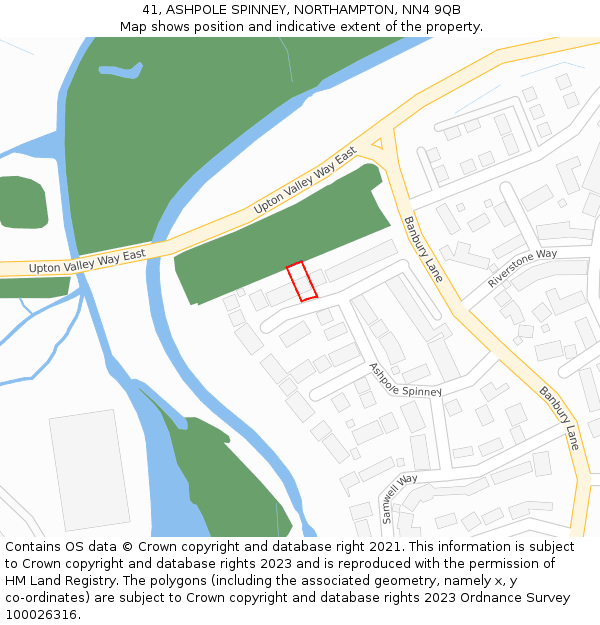 41, ASHPOLE SPINNEY, NORTHAMPTON, NN4 9QB: Location map and indicative extent of plot