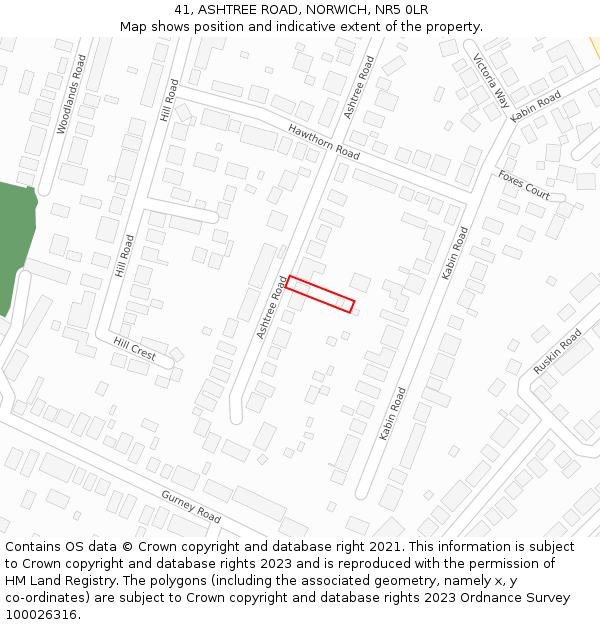 41, ASHTREE ROAD, NORWICH, NR5 0LR: Location map and indicative extent of plot