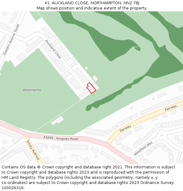 41, AUCKLAND CLOSE, NORTHAMPTON, NN2 7BJ: Location map and indicative extent of plot