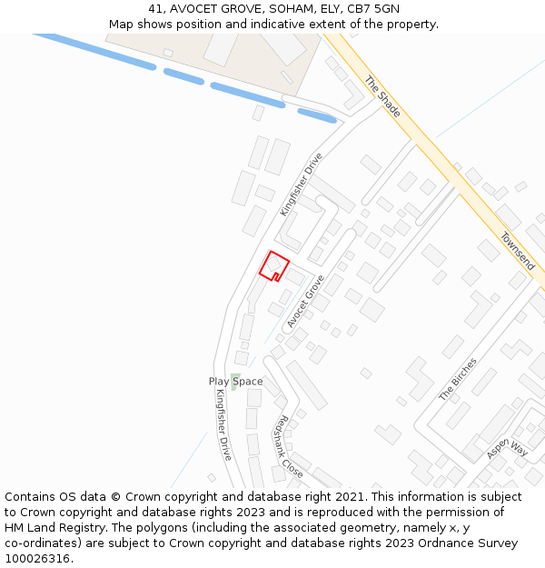 41, AVOCET GROVE, SOHAM, ELY, CB7 5GN: Location map and indicative extent of plot