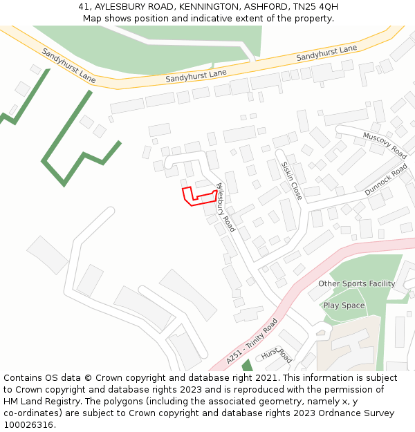 41, AYLESBURY ROAD, KENNINGTON, ASHFORD, TN25 4QH: Location map and indicative extent of plot