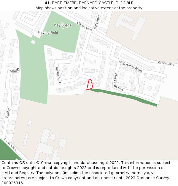 41, BARTLEMERE, BARNARD CASTLE, DL12 8LR: Location map and indicative extent of plot