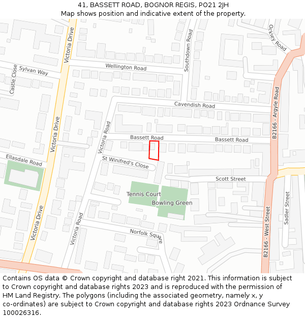 41, BASSETT ROAD, BOGNOR REGIS, PO21 2JH: Location map and indicative extent of plot