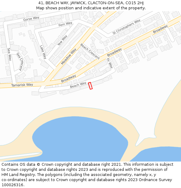 41, BEACH WAY, JAYWICK, CLACTON-ON-SEA, CO15 2HJ: Location map and indicative extent of plot