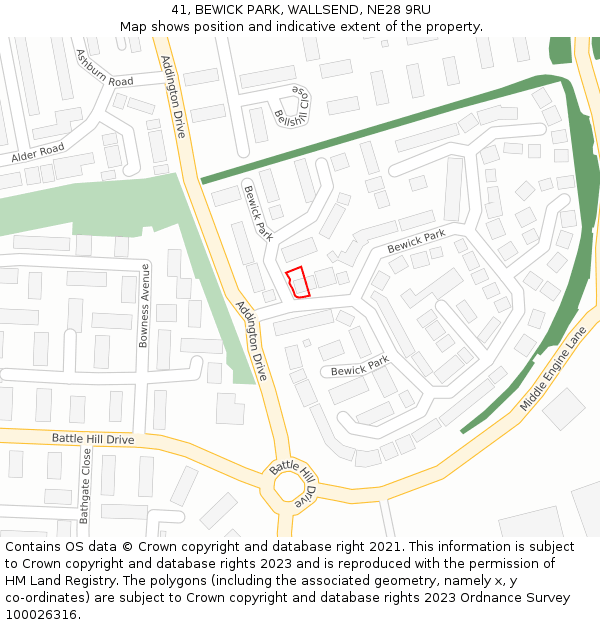 41, BEWICK PARK, WALLSEND, NE28 9RU: Location map and indicative extent of plot