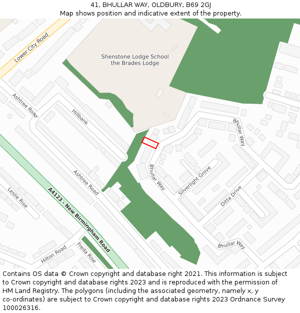 41, BHULLAR WAY, OLDBURY, B69 2GJ: Location map and indicative extent of plot