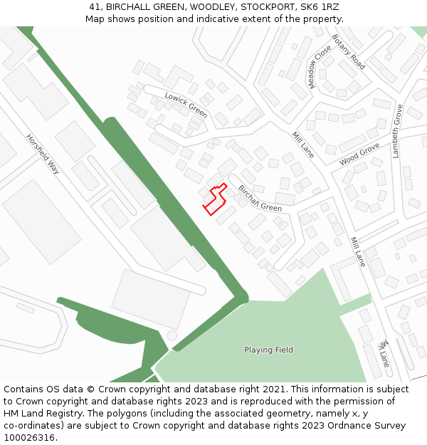41, BIRCHALL GREEN, WOODLEY, STOCKPORT, SK6 1RZ: Location map and indicative extent of plot