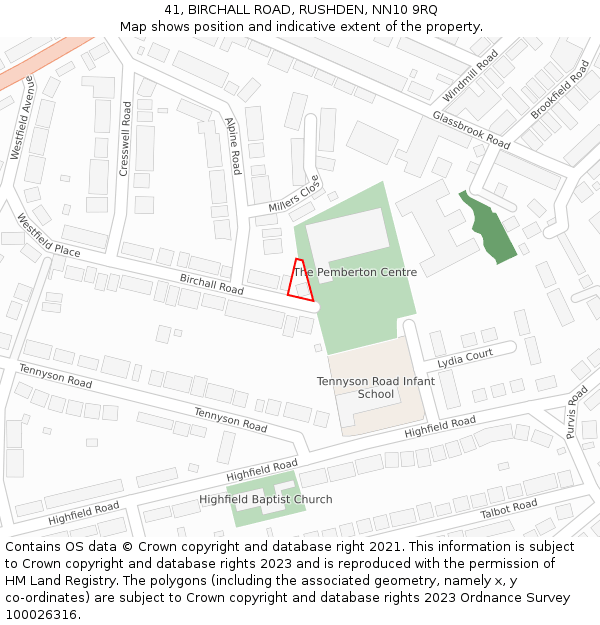 41, BIRCHALL ROAD, RUSHDEN, NN10 9RQ: Location map and indicative extent of plot