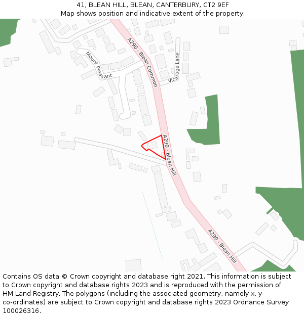 41, BLEAN HILL, BLEAN, CANTERBURY, CT2 9EF: Location map and indicative extent of plot