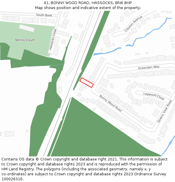 41, BONNY WOOD ROAD, HASSOCKS, BN6 8HP: Location map and indicative extent of plot